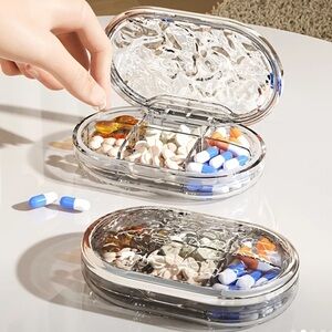 Clear Pill Organizer with Silver Accents